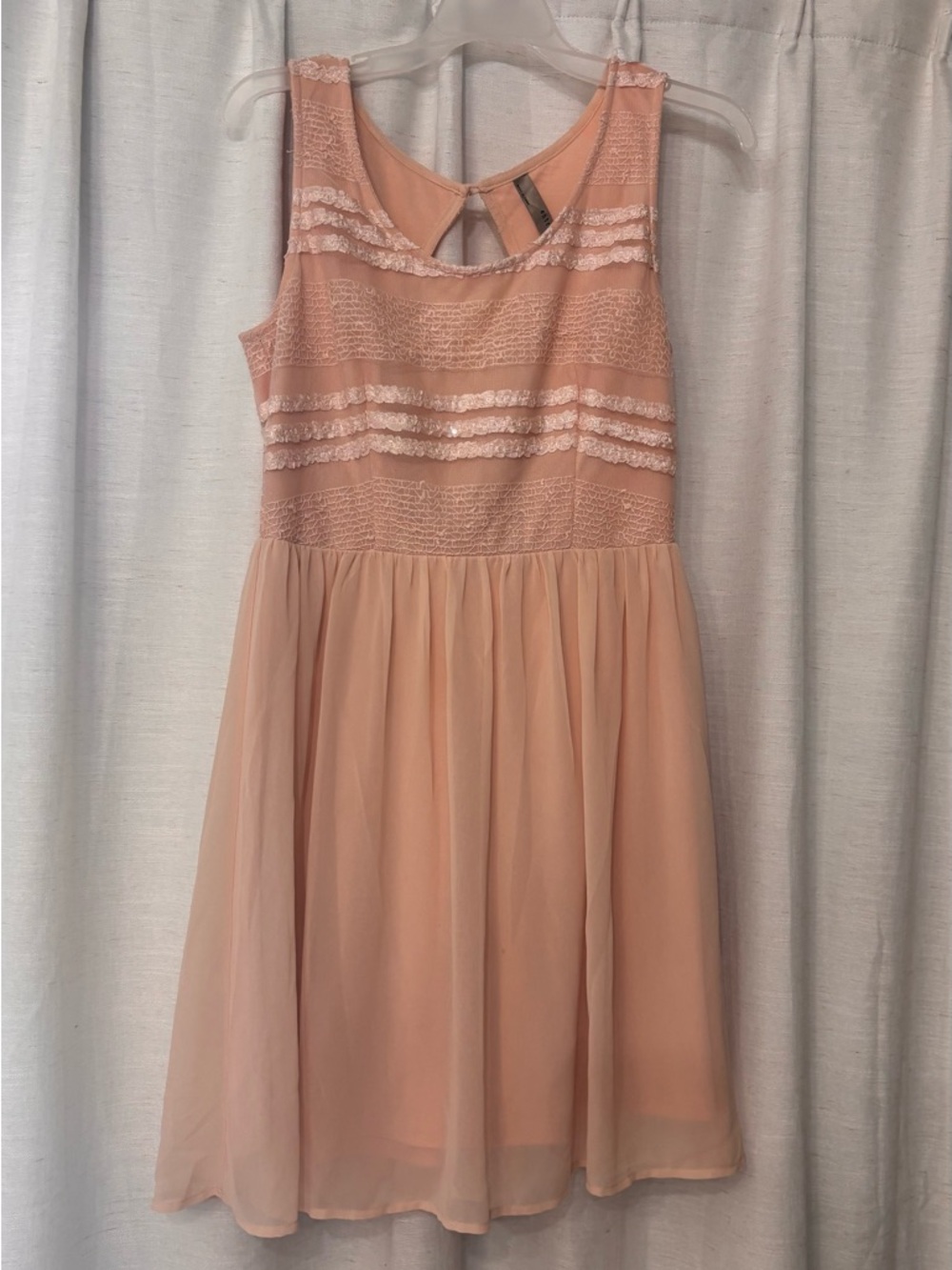 entro Peach Lace Bodice Chiffon Dress